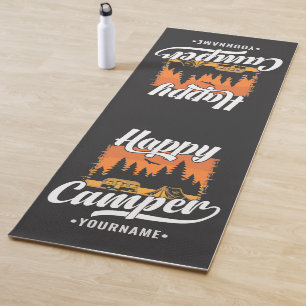 Happy Camper Camping Hiking Travel Caravan Life Yoga Mat