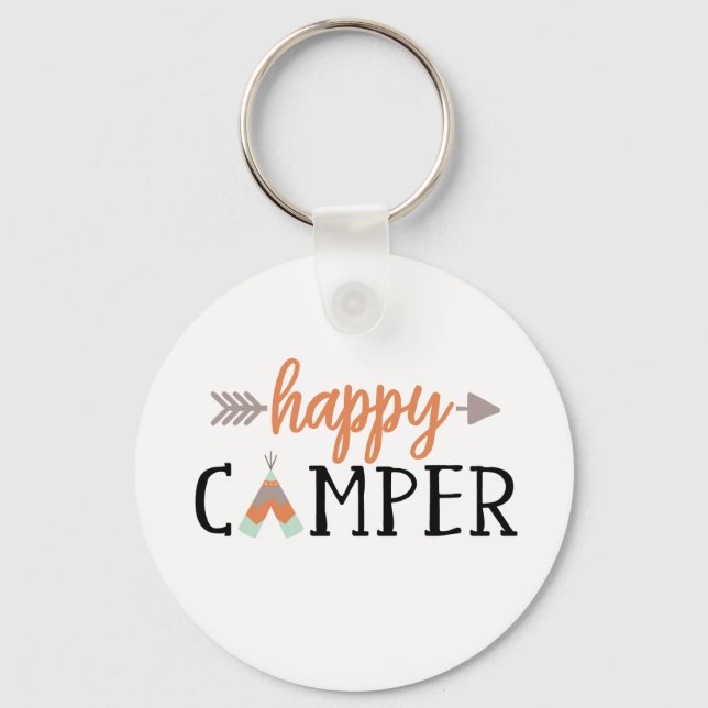 Happy Camper, Camping Key Ring (Front)