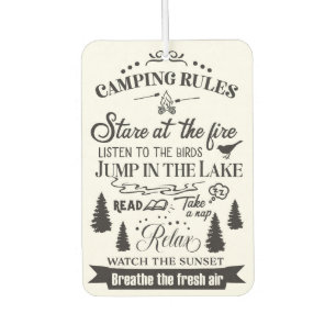Happy Camper Camping Rules Car Air Freshener