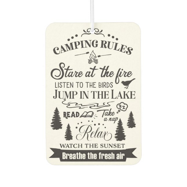 Happy Camper Camping Rules Car Air Freshener (Front)