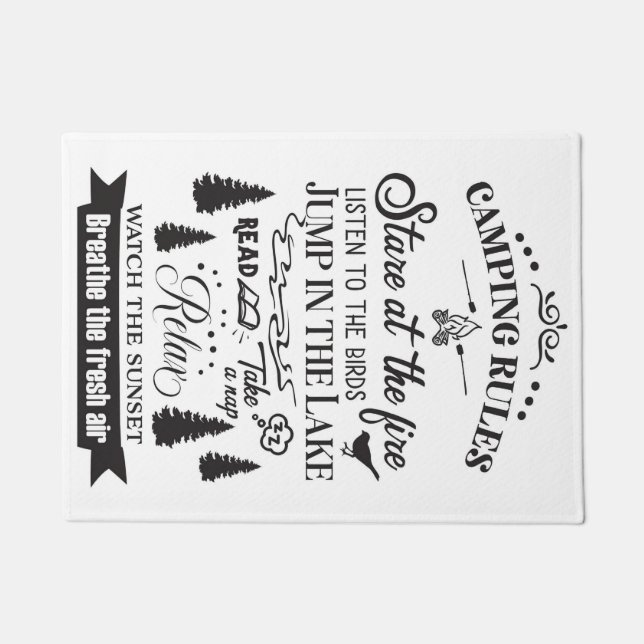 Happy Camper Camping Rules Doormat (Front)