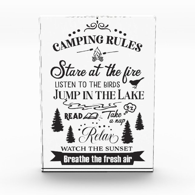 Happy Camper Camping Rules Photo Block (Front)
