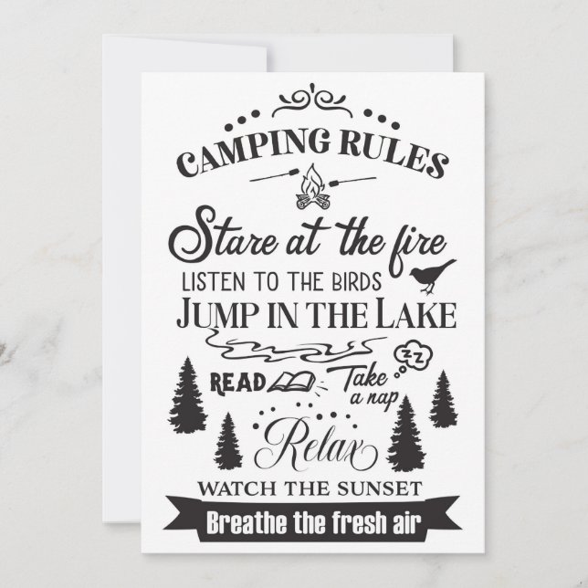 Happy Camper Camping Rules Save The Date (Front)