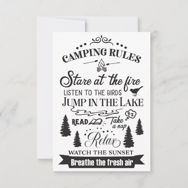 Happy Camper Camping Rules Thank You Card (Front)