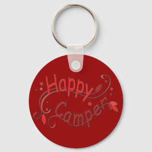 Happy Camper Camping RV Red Keychain