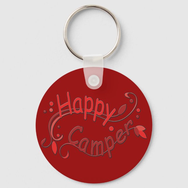 Happy Camper Camping RV Red Keychain (Front)