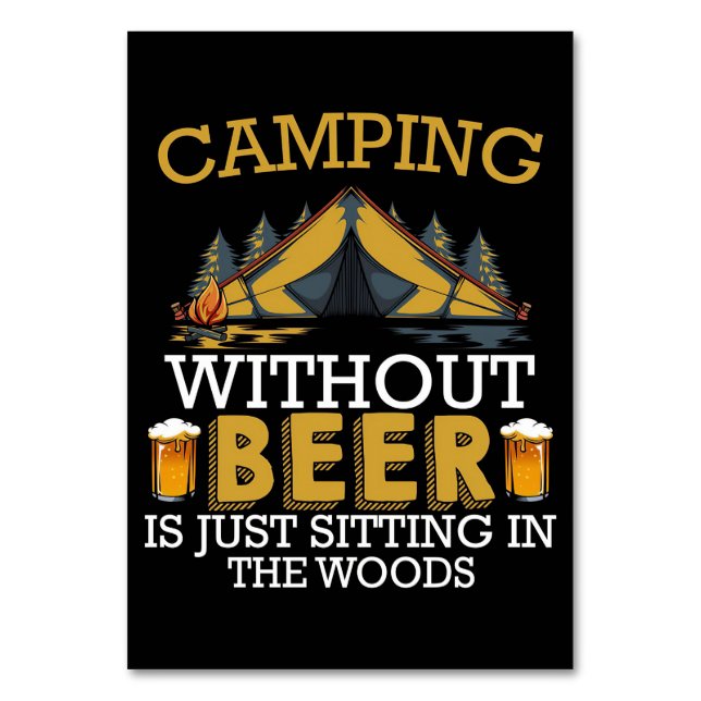 Happy Camper Camping Without Beer Table Number (Front)
