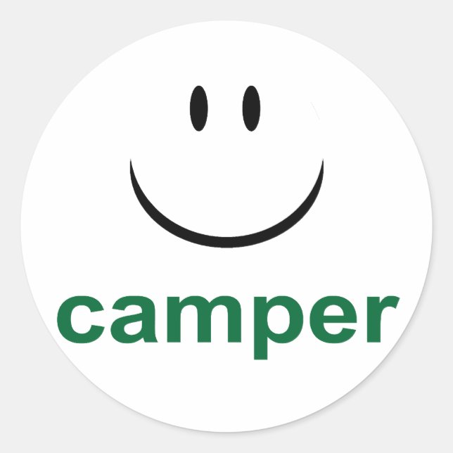 Happy Camper Classic Round Sticker (Front)