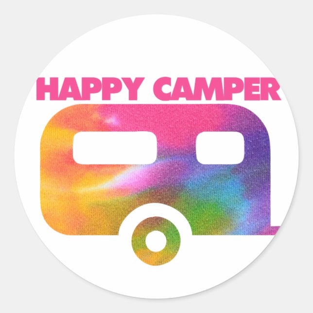 Happy Camper Classic Round Sticker (Front)