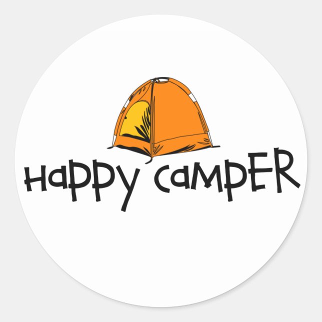 Happy Camper Classic Round Sticker (Front)
