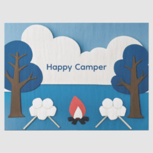 Happy Camper Custom Text with Fire and Marshmallow Tissue Paper