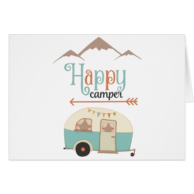 Happy Camper Cute Retro RV (Front Horizontal)