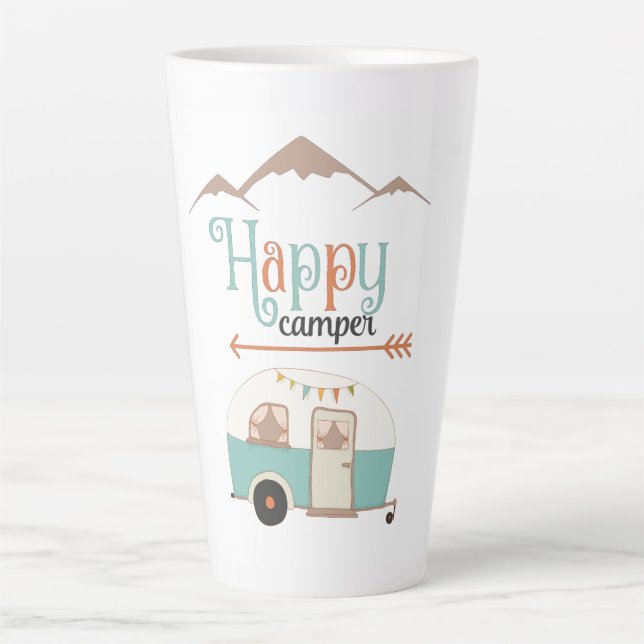 Happy Camper Cute Retro RV  Latte Mug (Front)