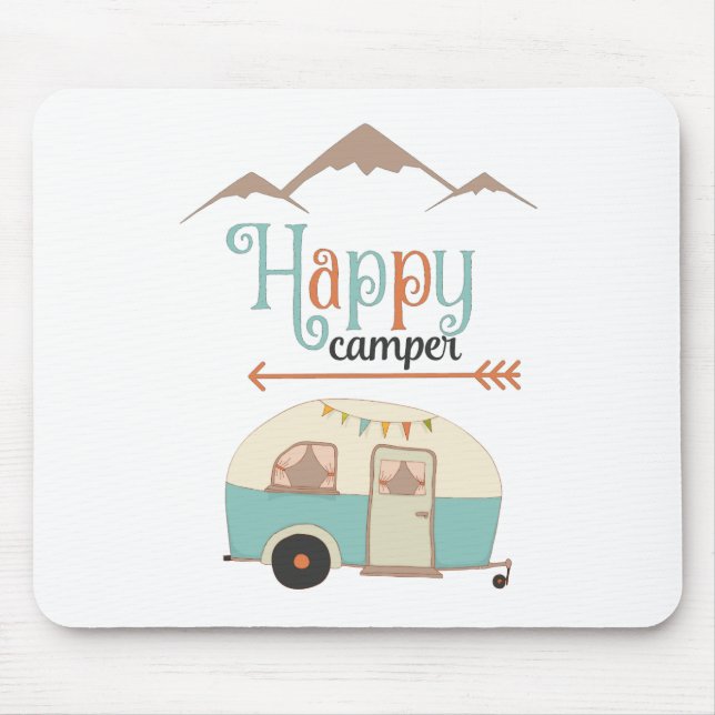Happy Camper Cute Retro RV Mouse Pad (Front)