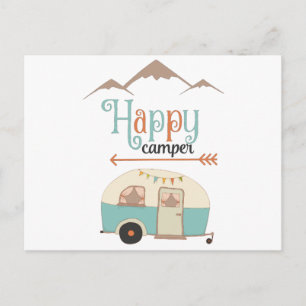 Happy Camper Cute Retro RV Postcard