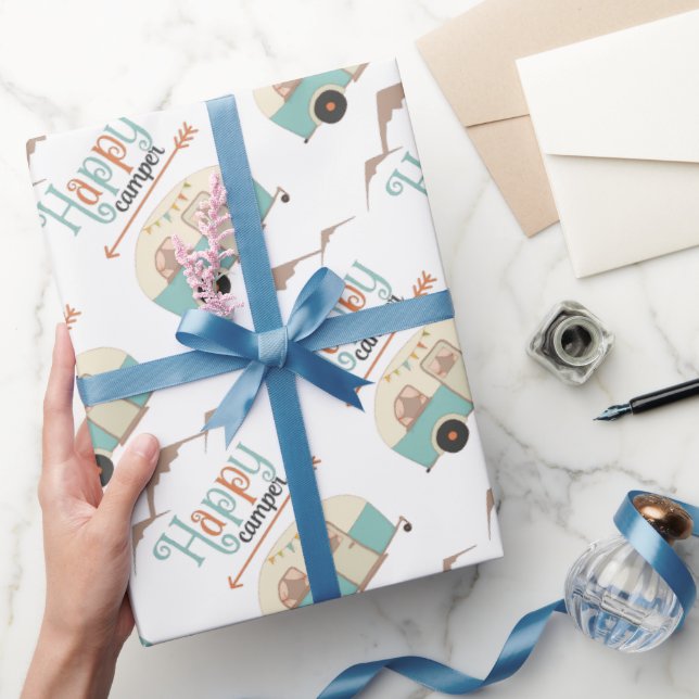 HAPPY CAMPER Cute Retro RV Wrapping Paper (Gifting)
