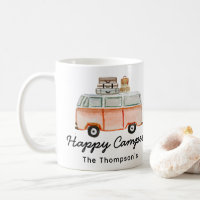 Happy Camper Family Name Cute RV Camping Retro Cof