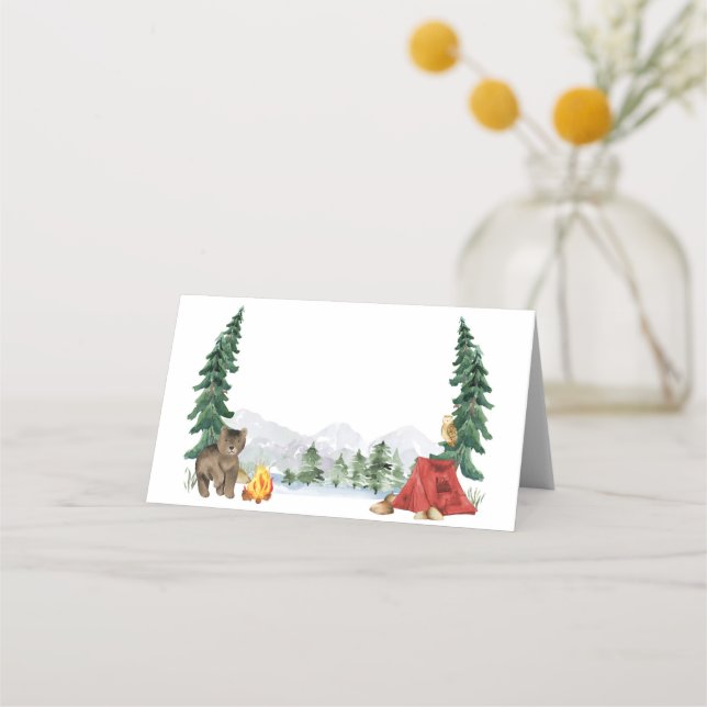 Happy Camper Fold Over Table Label Place Card (Front)