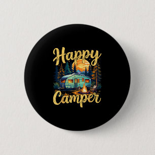 Happy camper funny camping campfire toddler boy 6 cm round badge