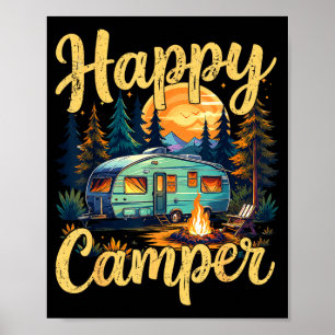 Happy camper funny camping campfire toddler boy poster