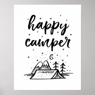 Happy Camper kids print black and white decor