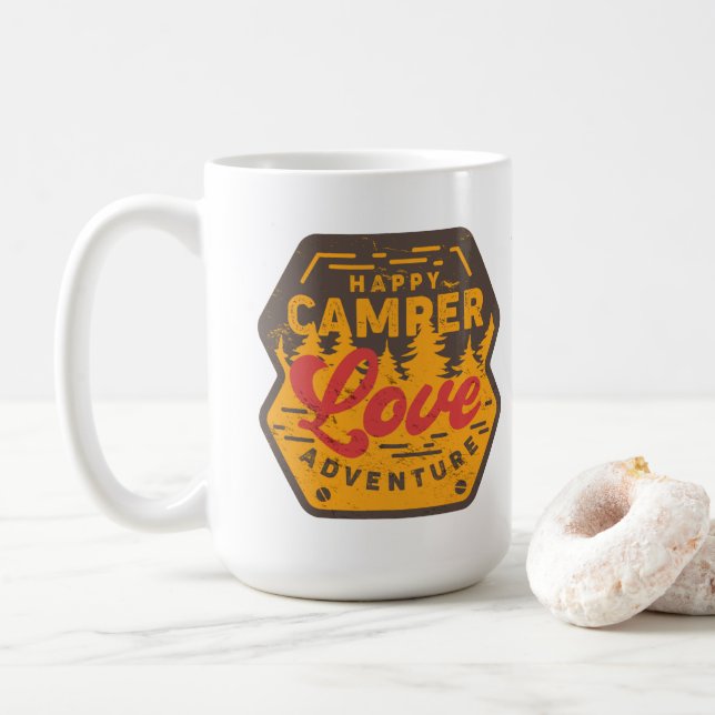 Happy Camper Love Adventures  Coffee Mug (With Donut)
