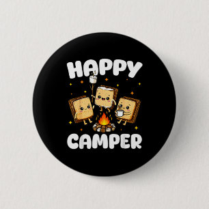 Happy Camper Marshmallow Funny Camping Men Women 6 Cm Round Badge