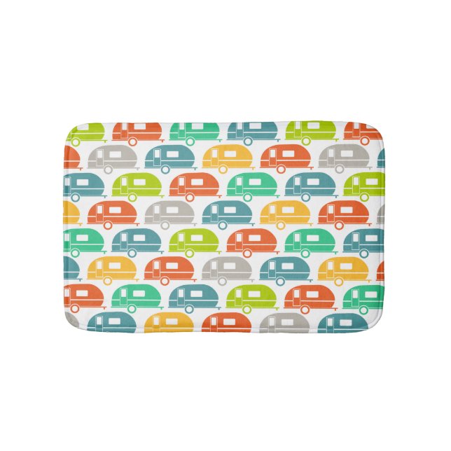 Happy Camper | Modern Camper Decor Brights Bath Mat (Front)