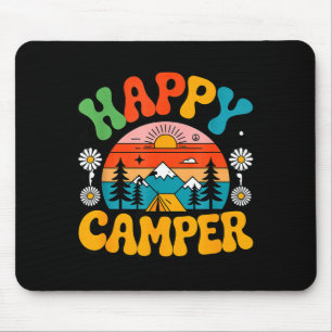 Happy camper outdoor nature adventure design  mouse pad