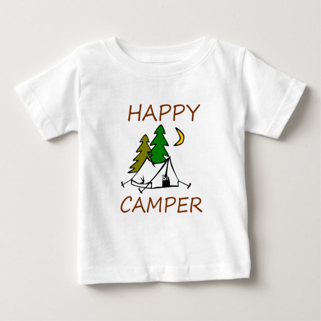 Happy Camper Outdoors Baby T-Shirt (Front)