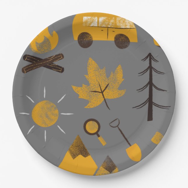 Happy Camper Party Paper Plates (Front)