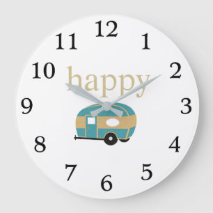 Happy Camper Personality Large Clock