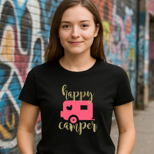 Happy Camper - Pink Heart Camper T-Shirt