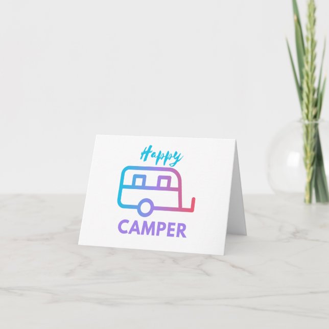Happy Camper Pull Behind Adventure Blank Greeting  Card (Front)
