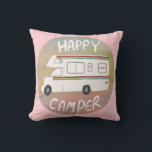 Happy Camper Rainbow RV Sunset Motorhome RVing Cushion<br><div class="desc">Hey Happy Campers! 
 Hit the road with this sweet pillow with a vintage retro camper. Customise it by adding your own text. Check my shop for more!</div>