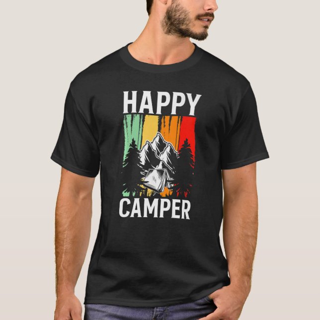 Happy Camper Retro Vintage Camping Premium T-Shirt (Front)