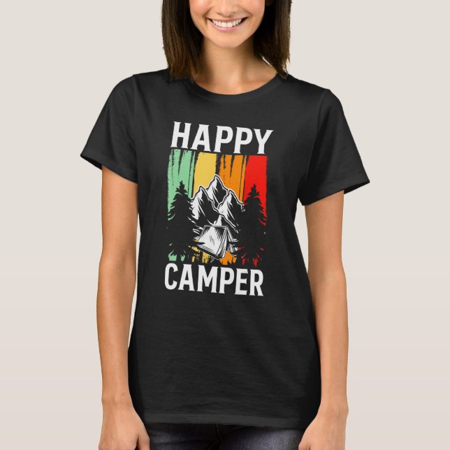 Happy Camper Retro Vintage Camping T-Shirt (Front)