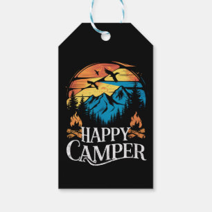 Happy Camper Retro Vintage Matching Camping Crew Gift Tags