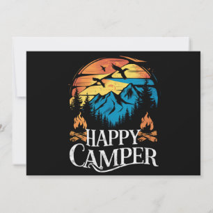 Happy Camper Retro Vintage Matching Camping Crew  Invitation
