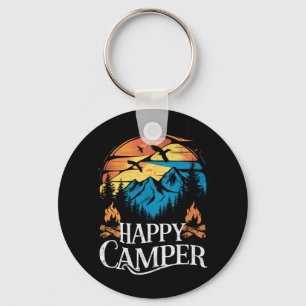Happy Camper Retro Vintage Matching Camping Crew  Key Ring