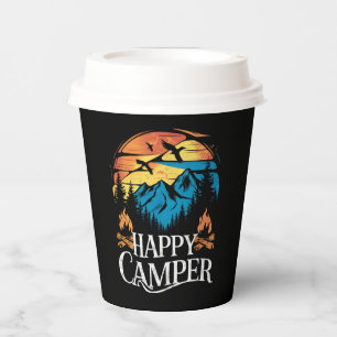 Happy Camper Retro Vintage Matching Camping Crew Paper Cups