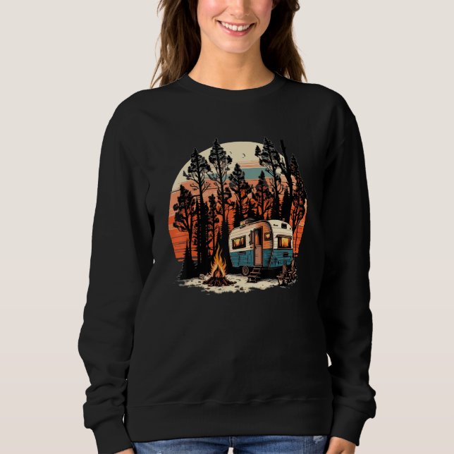 Happy Camper RV Camping Nature Forest & Mountains  Sweatshirt (Front)