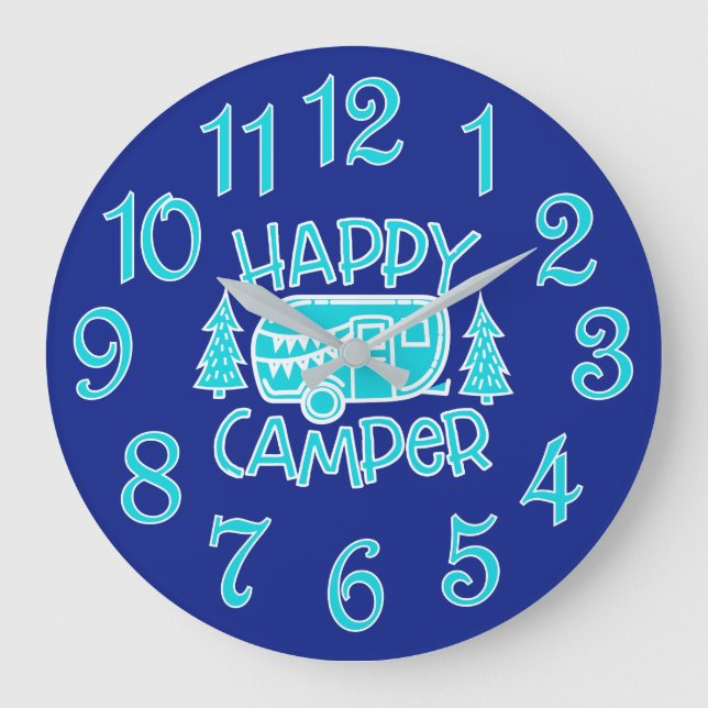 Happy Camper RV Camping Traveller Wall Clock (Front)