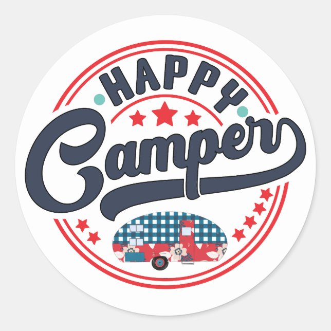 Happy Camper RV Classic Round Sticker (Front)