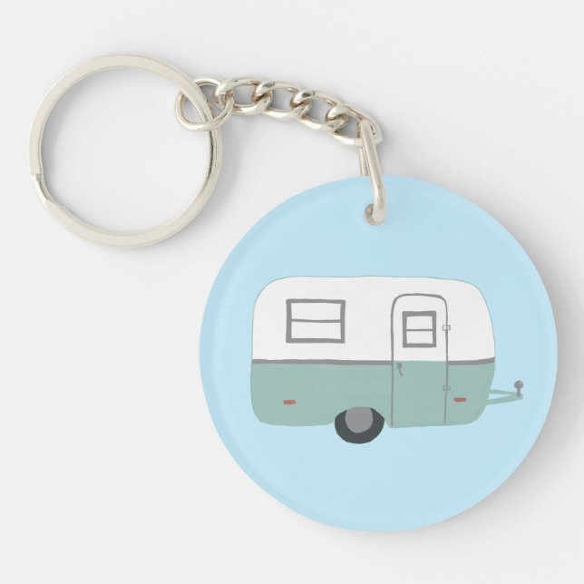 HAPPY CAMPER RV Trailer Camping CUSTOM Key Ring (Front)