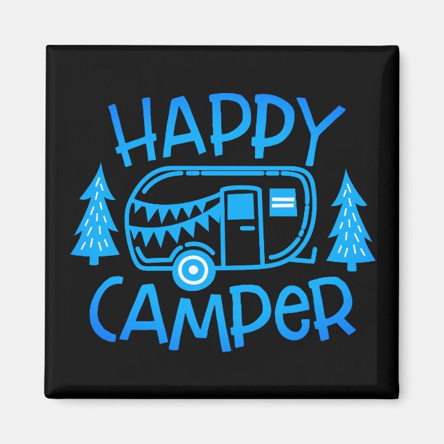 Happy Camper RV Travel Trailer Wanderlust Camping Magnet (Front)