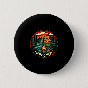 Happy camper seek adventure camping campfire 6 cm round badge