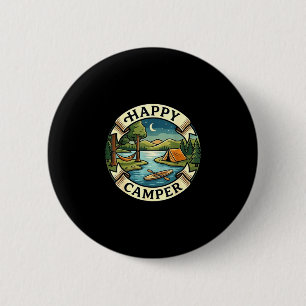 Happy camper seek adventure camping campfire 6 cm round badge