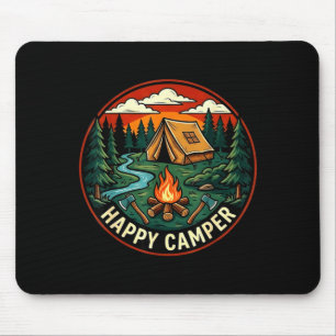 Happy camper seek adventure camping campfire mouse pad