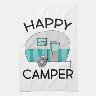 Happy Camper Sign Tea Towel